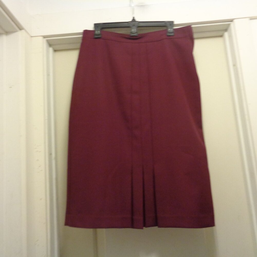 BURGANDY KNIT SEMI PLEATS BOTTOM OFFICE SIREN SKIRT 16